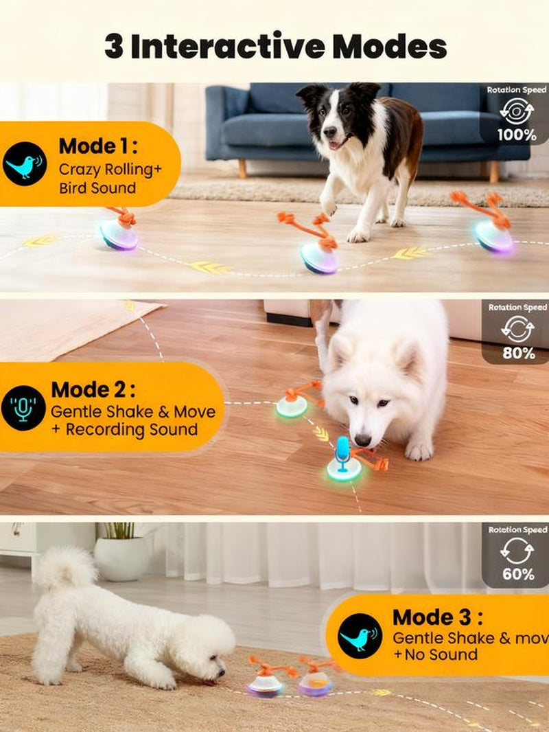 Automatic Moving & Rolling Interactive Toy, Ball with Rope for Boredom Relief in Small and Medium Dogs and Cats.